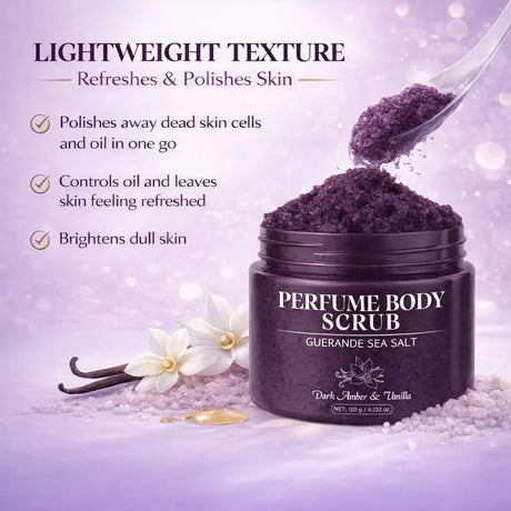 120g Sea Salt Perfume Exfoliating Body Scrub for Smooth Skin Body, Brighten Skin Tone,Amber & Vanilla Scent, Coral Rose Scent