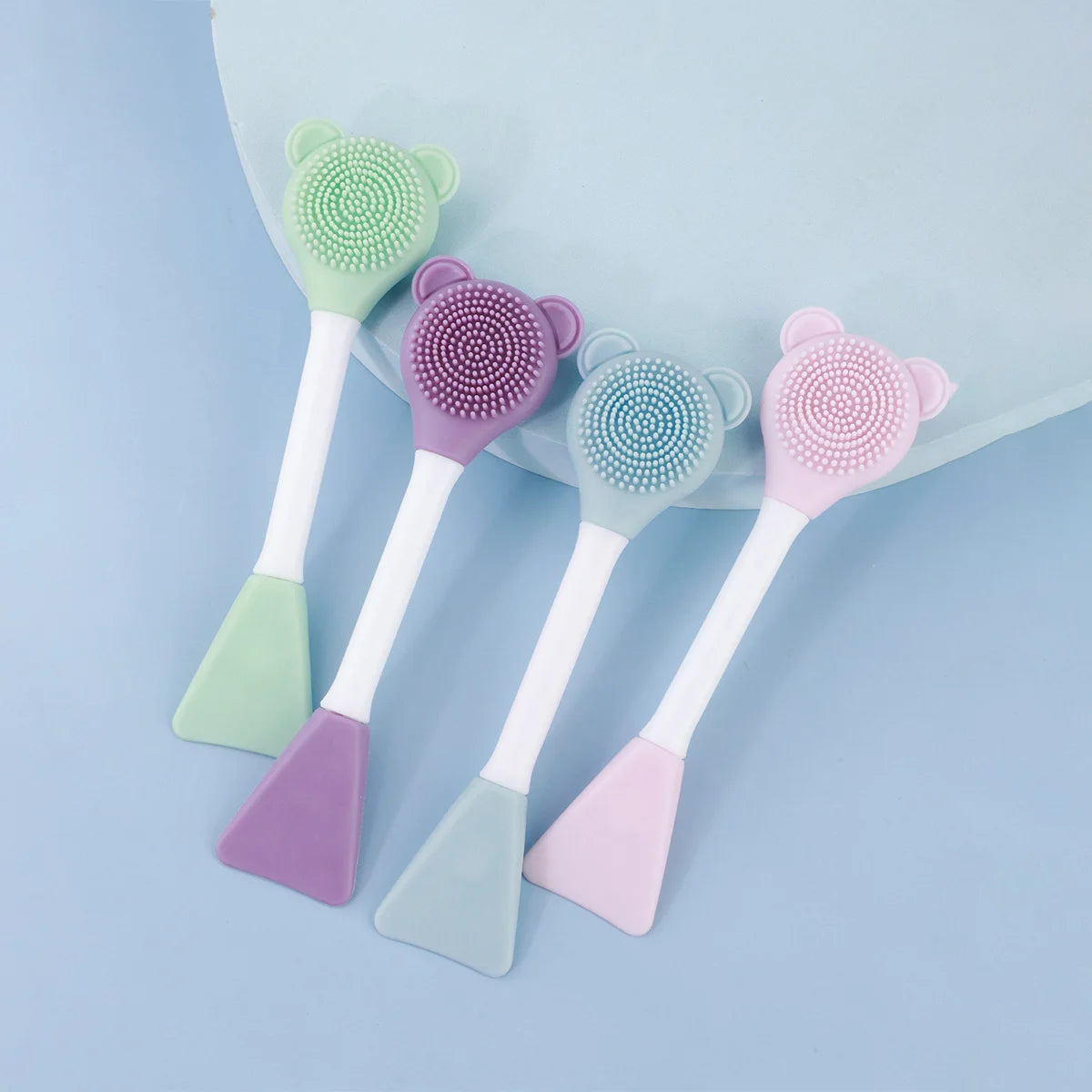 Bear Silicone Double Head Face Mask Brush Facial Exfoliate Blackhead Removal Cleanser Brush Mud Film Facial Brush Skin Care Tool