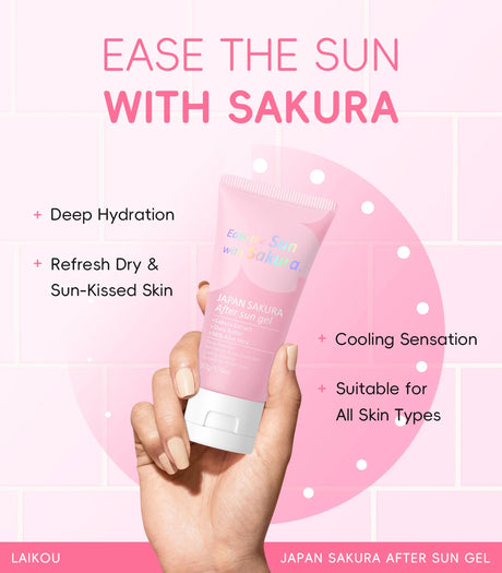 LAIKOU Japan Sakura After Sun Gel 50g 96% Aloe Vera Soothing Sunburn Care Deep Moisturizing