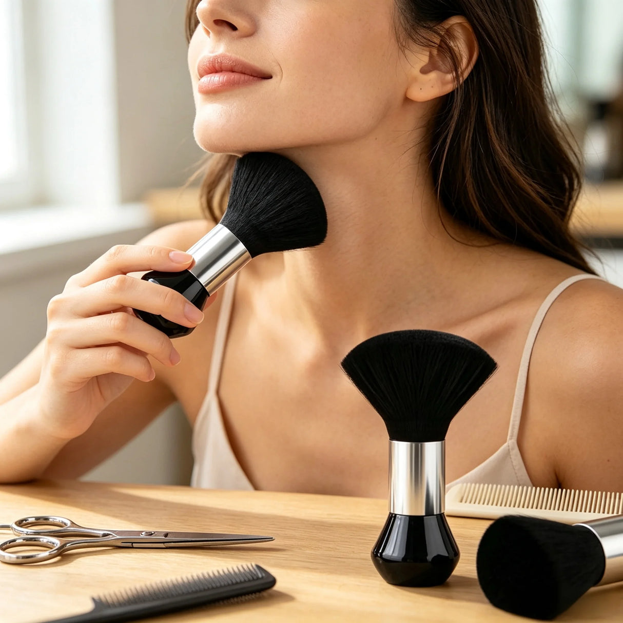 Soft Barber Neck Dust Brush Gentle Grooming Brush for Hair Trimming Multipurpose Tool for Neck and Facial Surface Cleaning