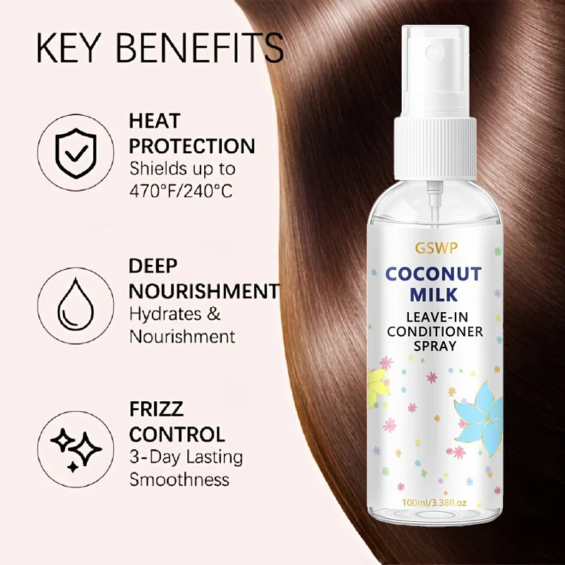 GSWP Coconut Milk Leave-In Conditioner Spray Long-Lasting Fragrance, Oil Control, and Volume, Deep Nourishment. 100/200ml
