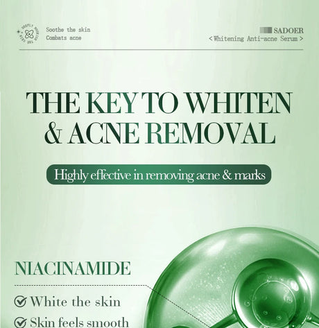 SADOER Salicylic Acid Nicotinamide Whitening Face Serum Acne Removing Moisturizing Anti Wrinkles Facial Essence Skin Care