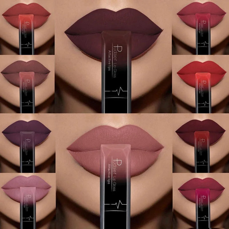 Pudaier 21 Color Lip Gloss Waterproof Matte Liquid Lipstick Moisturizing Lip Gloss Lip Makeup Beauty Cosmetics
