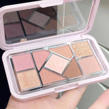 Nine-Color Eyeshadow Palette Blush Highlight Makeup Pearly Highgloss Shimmer Pink Brown Earth Color Fine Sequins Eye Shadow