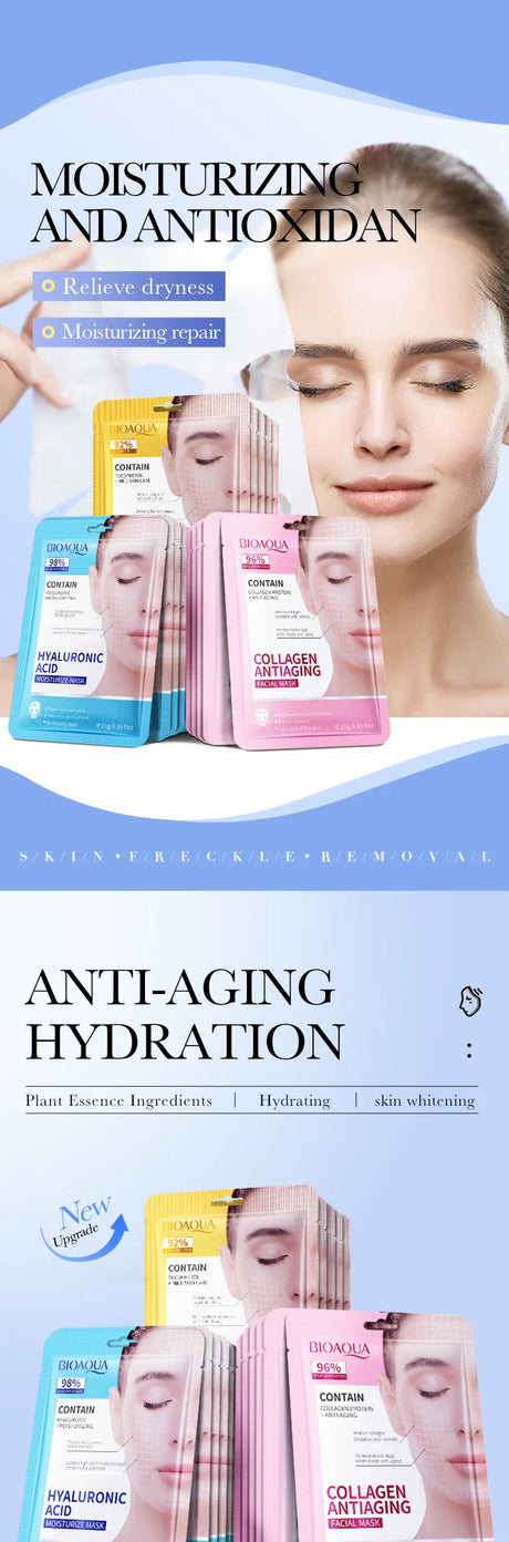 15pcs BIOAQUA Retinol Collagen Facial Masks Firming Moisturizing Nourishing Hydrating Face Mask Facial Skin Care Products