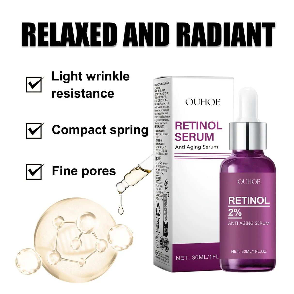 Instant Wrinkle Remover Face Serum Lifting Firming Fade Fine Lines Anti-aging Essence Whitening Brighten Nourish Skin Care