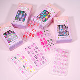120Pcs Children's Press on Nails Kids Cartoon Acrylic Fake Nails Tips Kawaii Girl Full Cover Short False Nails With Jelly Glue#@