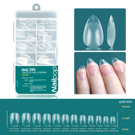 Nailpop 120pcs/box Gel X Nail Tips Medium Short Shape Almond/Square/Soft Gel Nail Tips False Nails Soak Off Easy Nail Extensions