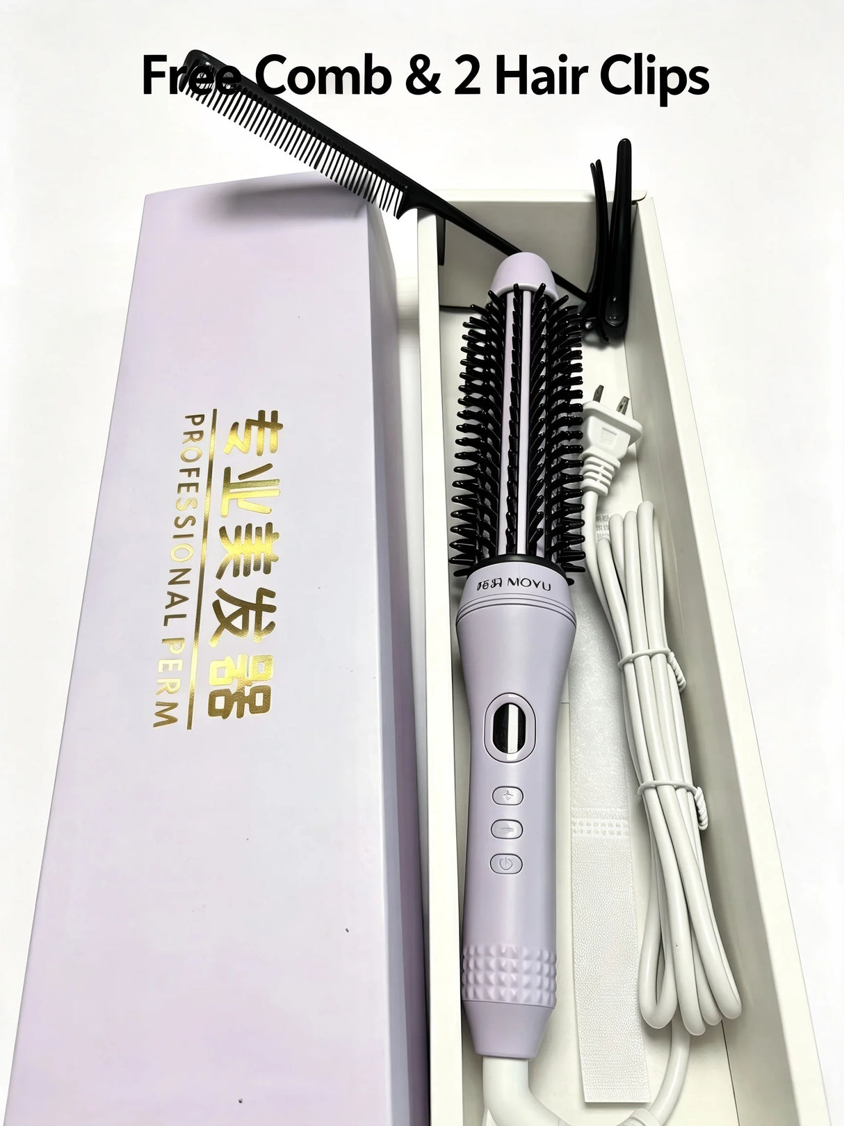 Fluffy Comb Straight Hair Curling and Straightening Dual Purpose Curling Brush PTC Heating Red Light Hair Care Curling Iron