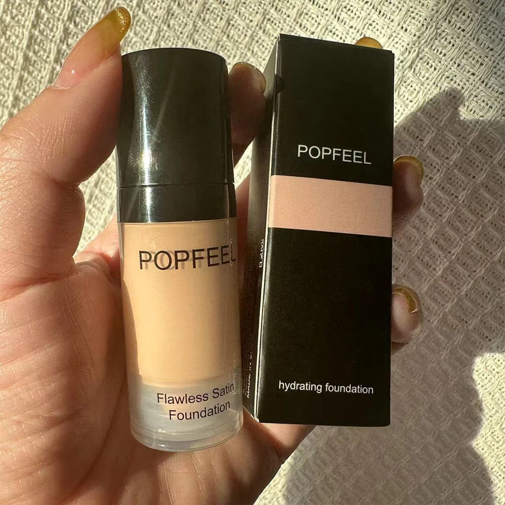 POPFEEL Flawless Satin Foundation, Full Coverage, Waterproof & Sweatproof, Long-Lasting for Perfect Base