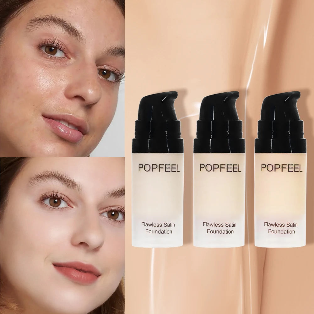 POPFEEL Flawless Satin Foundation, Full Coverage, Waterproof & Sweatproof, Long-Lasting for Perfect Base