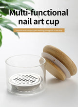 Nail Brush Cleaner Cup Wash Pen Brush Cup with Stainless Steel Mesh Base Nail Drill Bits Cleaning Container Crystal Glass Cup