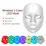 Wireless 7 Colors LED Face Beauty Machine Photon Facial Neck Skin Tighten Rejuvenation Facial Neck Mask