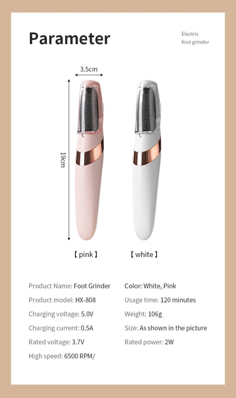 HOMEFISH Electric Foot Grinder Automatic Foot Callus Rubbing Pedicure Dead Skin Callus Remover for  Foot Beauty Machine