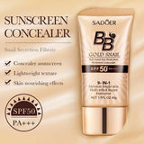Gold Snail Sunscreen BB Cream Protector Facial Sun Block SPF50 BB Cream Isolation Lotion Concealer Facial Moisturizer