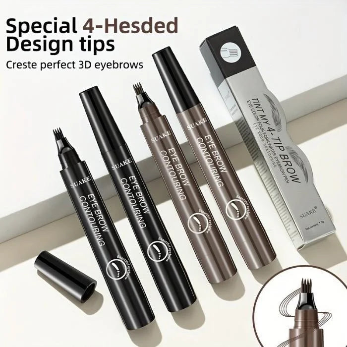 Four-Pronged Eyebrow Pencil, Four-End, Long-Lasting, Non-Smudged, Water-Resistant, Anti-Smudged Eyebrow Pencil