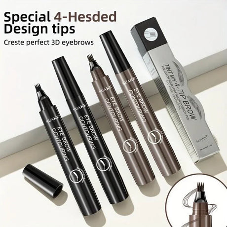 Four-Pronged Eyebrow Pencil, Four-End, Long-Lasting, Non-Smudged, Water-Resistant, Anti-Smudged Eyebrow Pencil