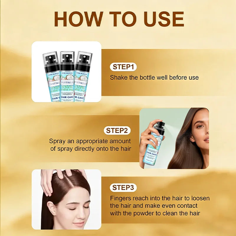 YUITIKUE No-Rinse Styling Hair Spray | With Coconut Oil & Hibiscus Extract | For Dry & Sparse Hair Moisturizing & Styling 100ml