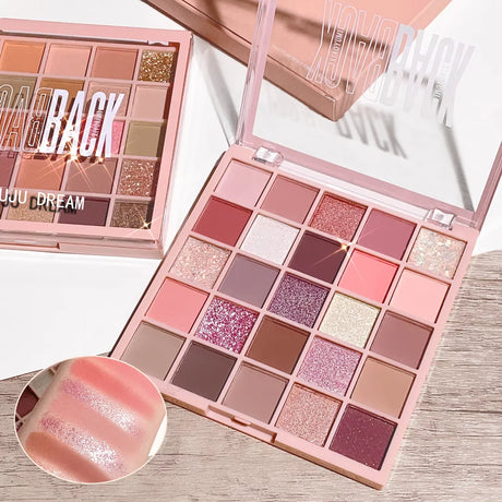 25-color eye shadow tray, oatmeal milk tea tray, sparkling powder, pearl sequins, gentle orange brown, affordable eye shadow