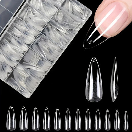 600 Pieces of Fake Nail Tips, Matte and Semi-Matte Effect, Almond French Coffin Shape, Stiletto Oval Square Shape, Thickened Fingertips at the Front