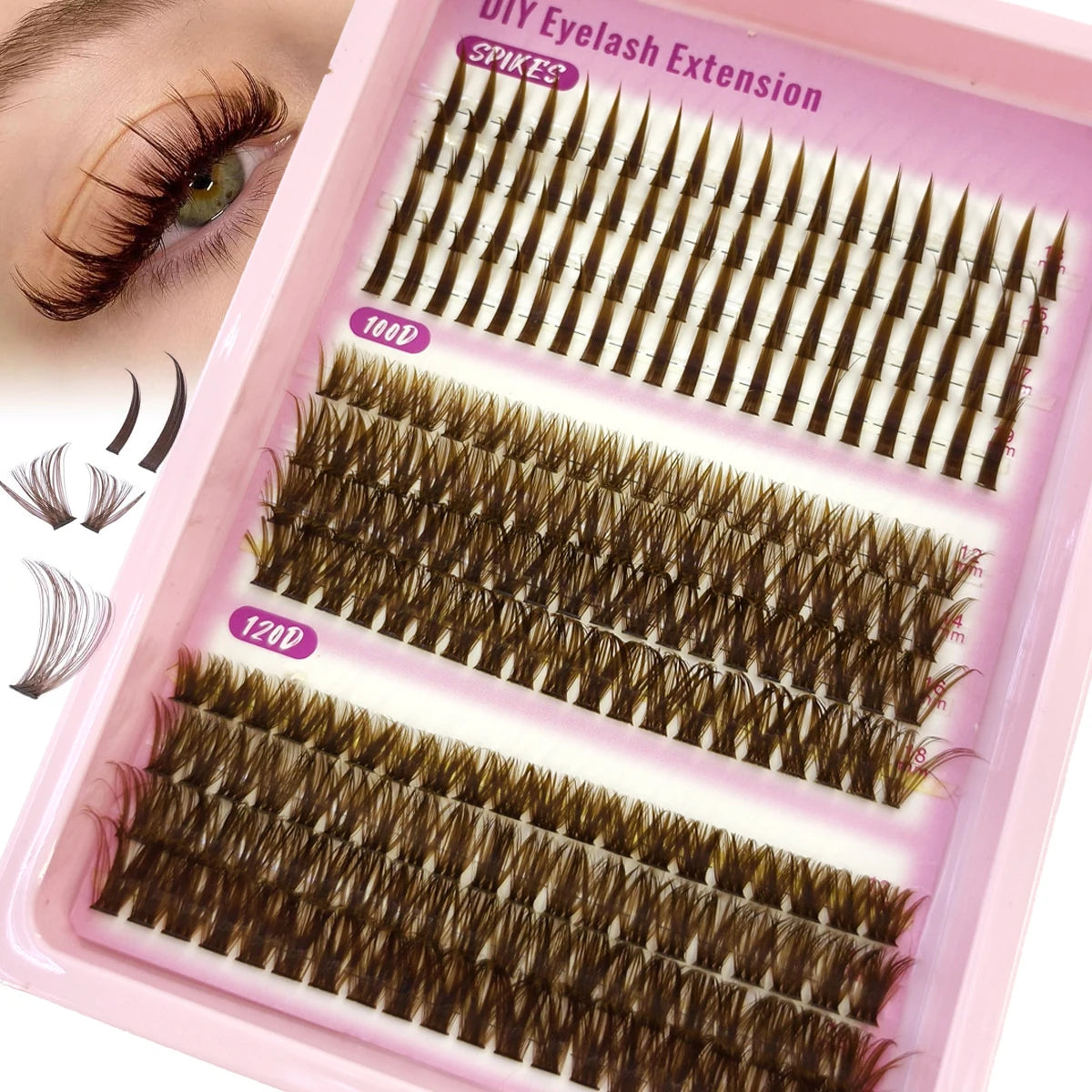 AMSDCN  40P-120Pnaturally 240 clusters  Spikes Brown eyelash clustersfaux cils eyelash extensions Wispy Lashes