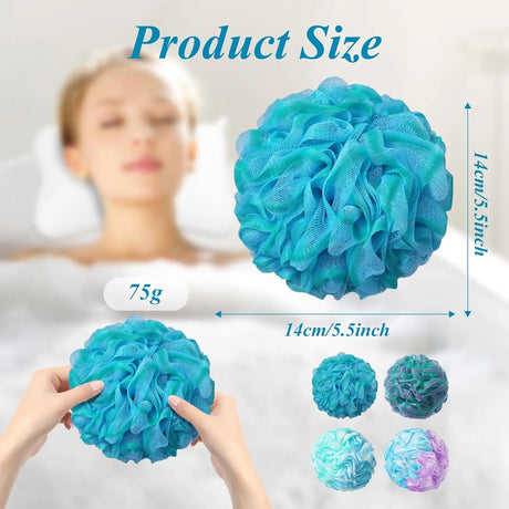 4-Pack Large 75g Loofah Bath Sponges Soft Shower Bags Men And Women's Loofah for Body Cleaning Exfoliating Brush