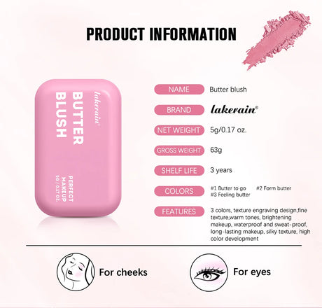 Professional Makeup Powder Blush 12HR Wear Vegan Formula Blusher Makeup Blush in Bar Cosmetics Palette Powder Pink Cream Face
