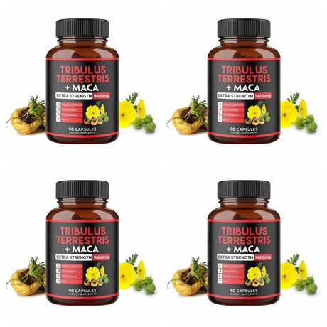 Tribulus Terrestris + Maca Root Extract Supplement Supports Energy Vitality Natural Herbal Health Non-GMO 90 Vegan Capsules
