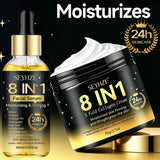 SEYHZE 8in1 Hydrating Facial Serum & Tightening Cream Set 2pcs Skincare Kit with Niacinamide Collagen Ceramides Aloe + Snow Aloe