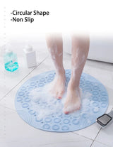 Bathroom Mat Anti-slip Sucker Round PVC Bath Mat with Drain Hole Silicone Bathing Rugs Foot Massage Pad Bathtub Soft Shower Mat