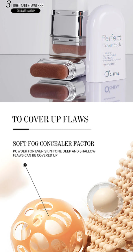 O'CHEAL Perfect Cover Stick Thin And Comfortable Concealer Foundation Cream Stick Instant Natural Waterproof Long-lasting Makeup