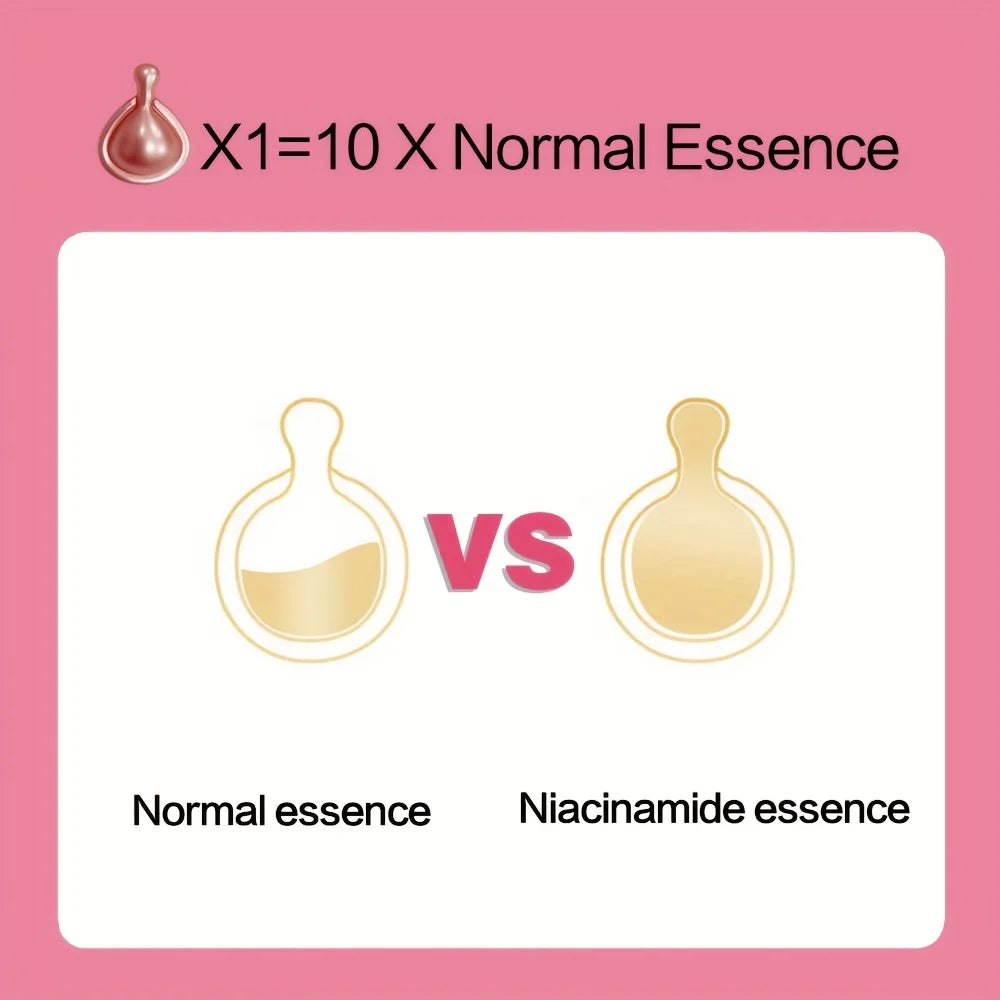 Niacinamide Facial Essence Capsules, Containing Retinol, Olive Fruit Oil, Gardenia Extract, Brighten Skin Tone, Moisturize and Hydrate, and Smooth and Soften Skin (0.5Gx30 Capsules)/Bag