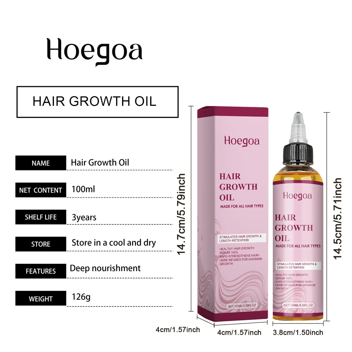 Hoegoa Ginger Rosemary Hair Growth Oil Deep Nourishment Improve Dryness Length Retention Intensive Repairing Hair Essential Oil
