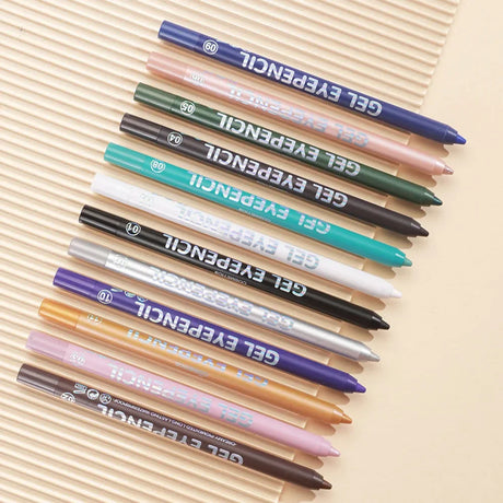 12 Colors Shine Pearlescent Eyeliner Pencil Waterproof Lasting Matte White Black Brown Smooth and Easy To Color Eyeliner Gel Pen
