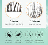 Individual Lashes Cluster C Curl Mix Lash Clusters 3D Wispy DIY Eyelash Extension 0.1mm Super Thin Band Resuable Natural Lashes