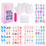 120Pcs Children's Press on Nails Kids Cartoon Acrylic Fake Nails Tips Kawaii Girl Full Cover Short False Nails With Jelly Glue#@