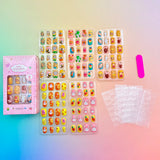 120Pcs Children's Press on Nails Kids Cartoon Acrylic Fake Nails Tips Kawaii Girl Full Cover Short False Nails With Jelly Glue#@