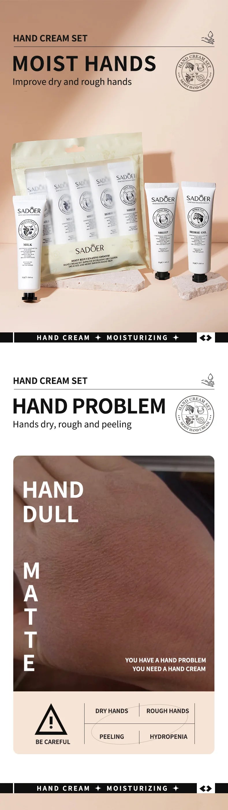 5pcs Hand Cream Gift Set – Infused with Goat Milk & Nourishing Oils for Deep Moisture and Restorative Care, 30g Squeeze Tubes