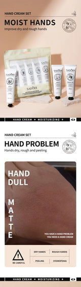 5pcs Hand Cream Gift Set – Infused with Goat Milk & Nourishing Oils for Deep Moisture and Restorative Care, 30g Squeeze Tubes