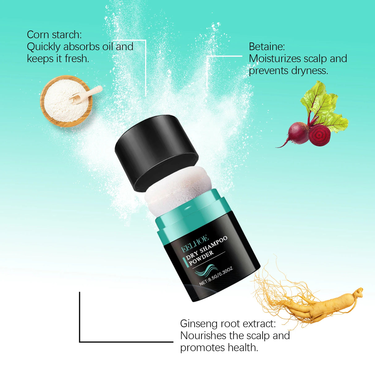EELHOE Dry Shampoo Powder for Volumizing Hair - Oil Control, Refreshing Hair Quality, No-Rinse, Matte Finish, Dry Shampoo 8.5g