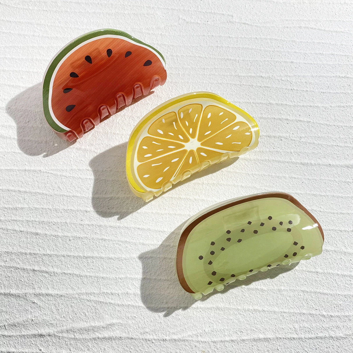 Cute Acrylic Watermelon Kiwifruit Lemon Fruits Large Size Hair Clip Claw For Women New Transparent Geometric Hair Accessories