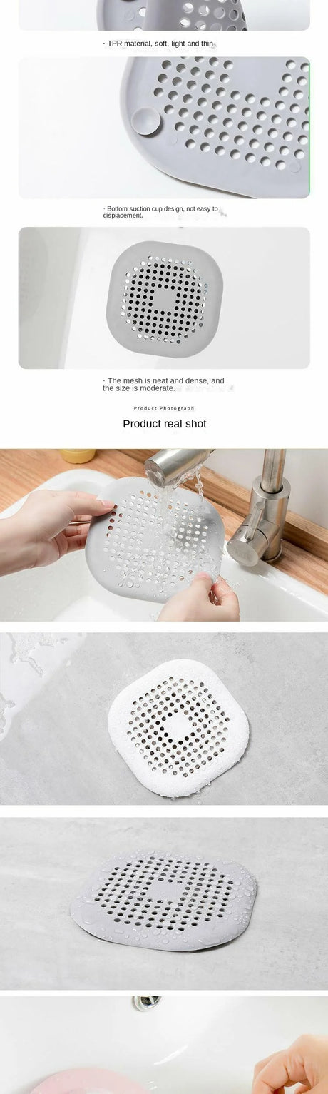 Square Silicone Drain Sticker Bathroom Sewer Hair Filter Drain Cover Household Bathroom Drain Mat
