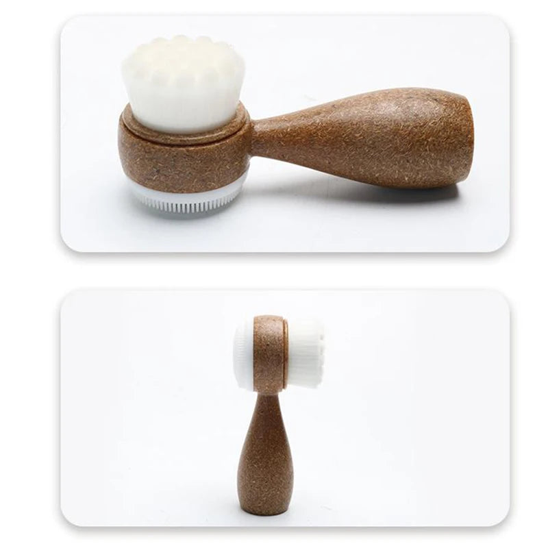 New Coconut Shred Handle Facial Brush Double Sided Facial Cleanser Blackhead Removing Pore Cleaner Exfoliating Facial Brush