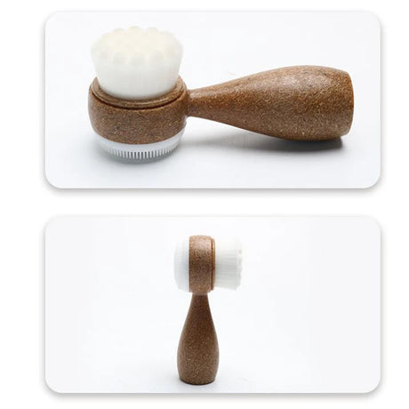 New Coconut Shred Handle Facial Brush Double Sided Facial Cleanser Blackhead Removing Pore Cleaner Exfoliating Facial Brush