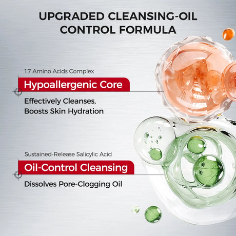 NING DERMOLOGIE Amino Acid Korean Facial Cleanser with Salicylic Acid Help with Pore Tighten, Acne & Blackheads