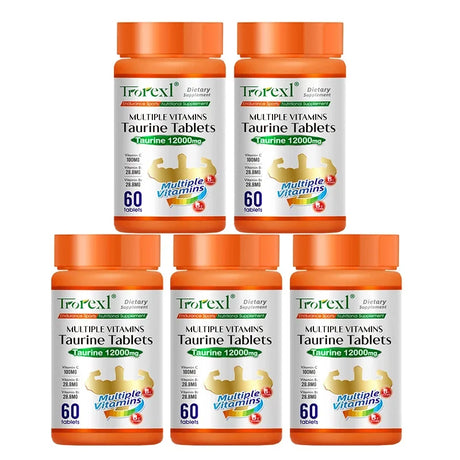 Organic Taurine Pills - 60 Tablets 100% Pure Non-GMo Supports Reproductive Health Natural Energizer