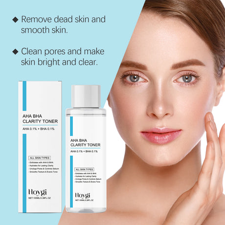 AHA BHA Toner Gentle Exfoliating Toner for Oily Skin Pore Refining Soothing Hydrating Facial Essence Daily Oil Control Skincare