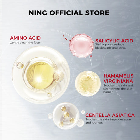 NING Amino Acid Facial Cleanser – Gentle, Hydrating Deep Cleansing Face Wash for Sensitive Skin