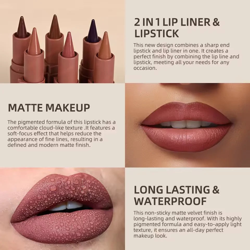 JUJU Dream Matte Velvet Gradient Lip Liner - Smooth Application For Elegant Lips, Long-Lasting Lip Pencil, Lip Lipstick Makeup