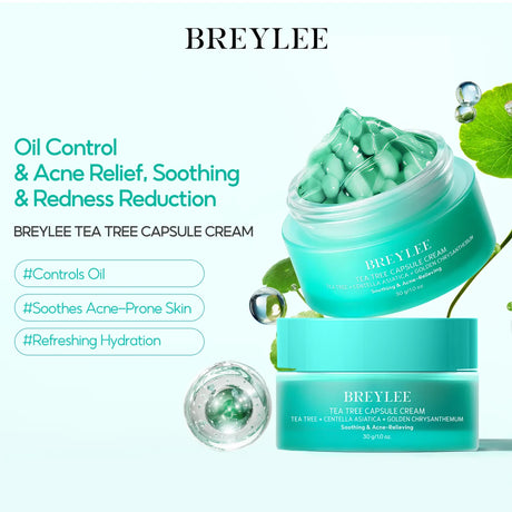 BREYLEE Tea Tree Essence Face Cream Acne Patch 4-Piece Set, Balances Oil And Water, Treats Acne